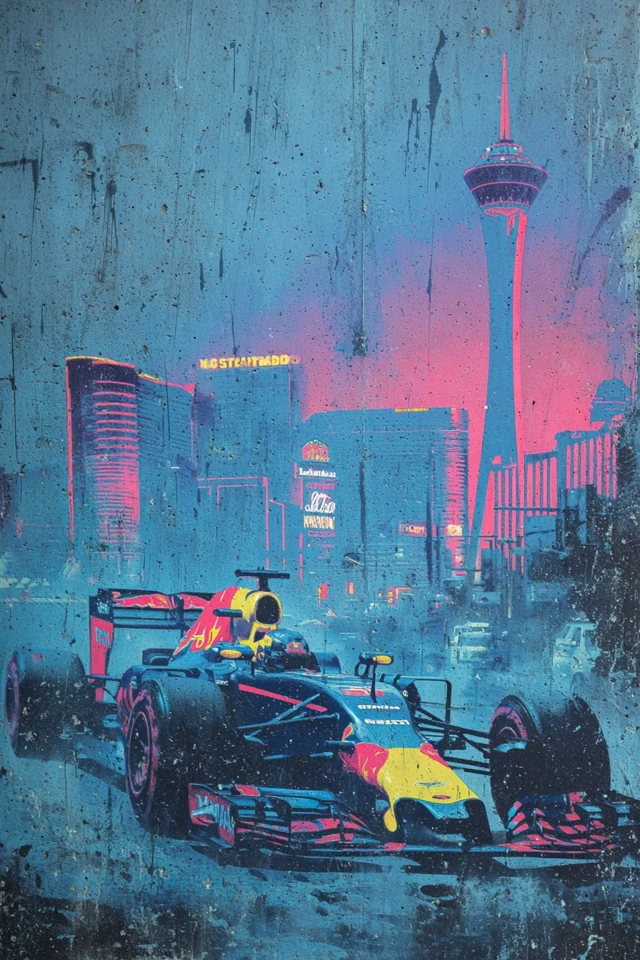 Banksy Formula 1 Racing in Las Vegas Graffiti Art