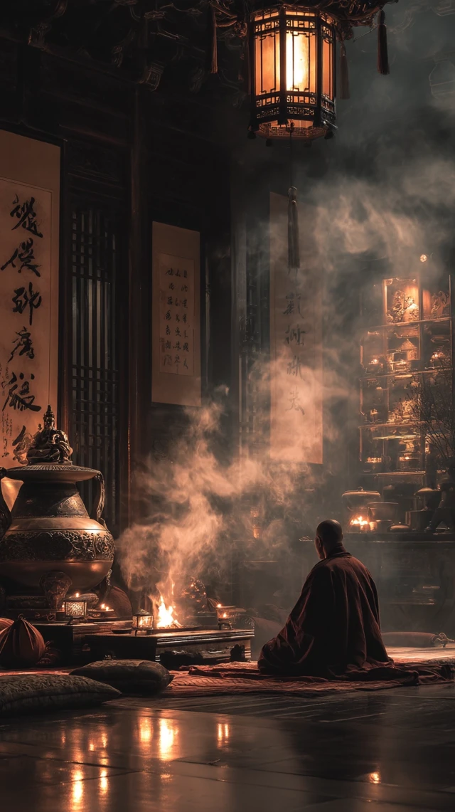 Ancient Taoist Meditation Room Serene and Mystical