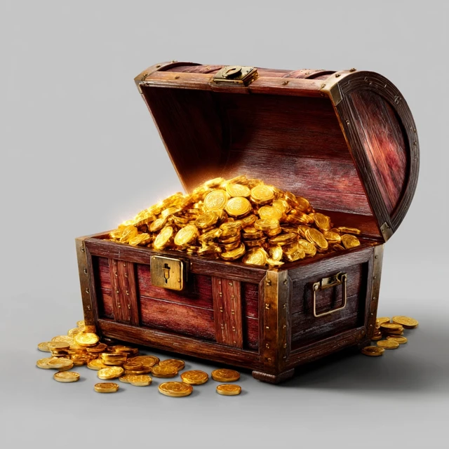 Treasure Chest Overflowing With Gold Coins