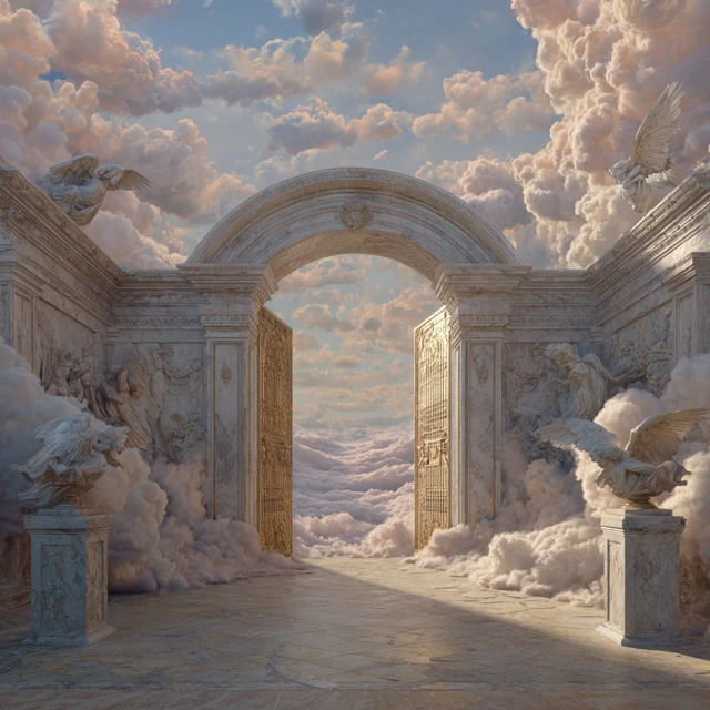 Heavenly Gate Angels Sky Realistic Art