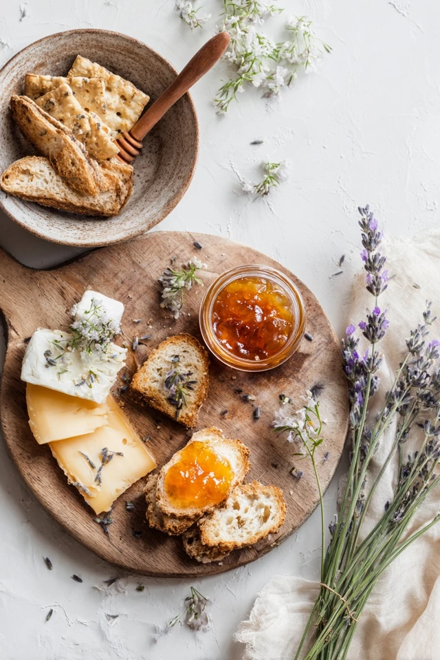 Sophisticated Cheese Board with Peach Lavender Jam