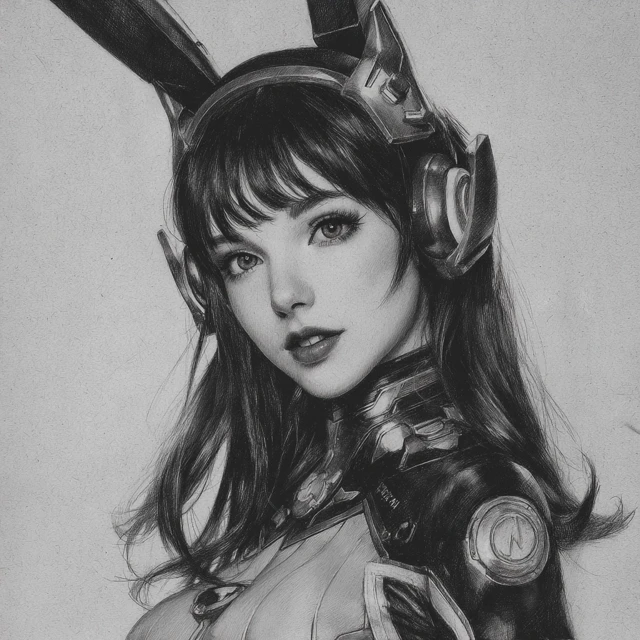 Dva Bunny Girl Graphite Art