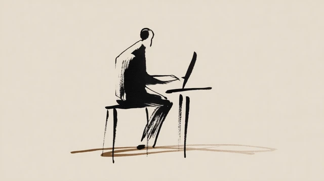 Minimalist Street Musician Piano Drawing Paris