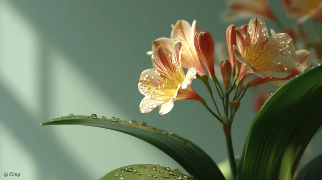 Blooming Clivia Flower with Droplets Ultra HD