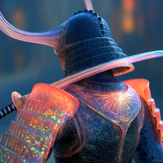 Cyberpunk Samurai in a Neon Japanese Street