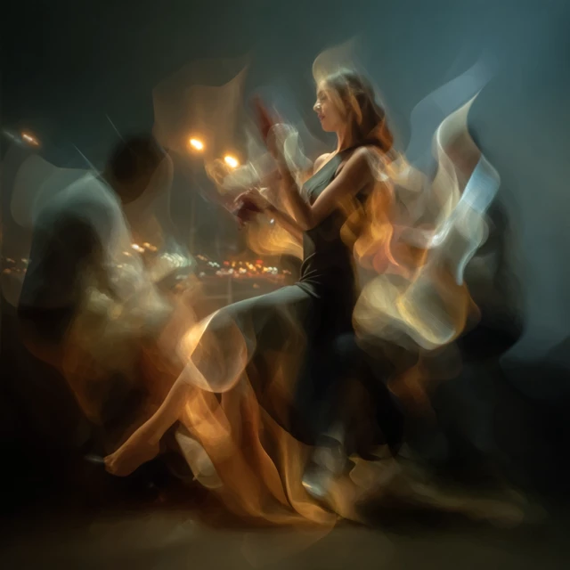 Abstract Night Breeze  Dancing Figures