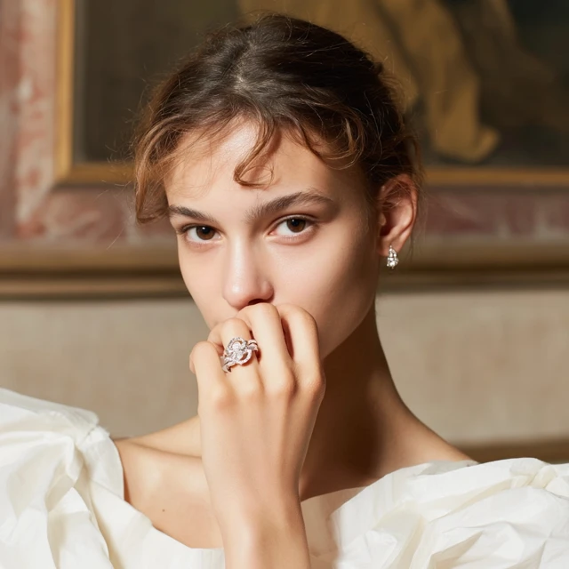 Elegant Woman with Diamond Jewelry