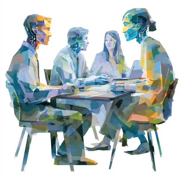 Futuristic AI Business Meeting Digital Painting