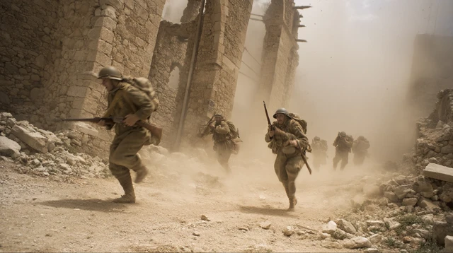 Monte Cassino War Ruins Soldiers Running