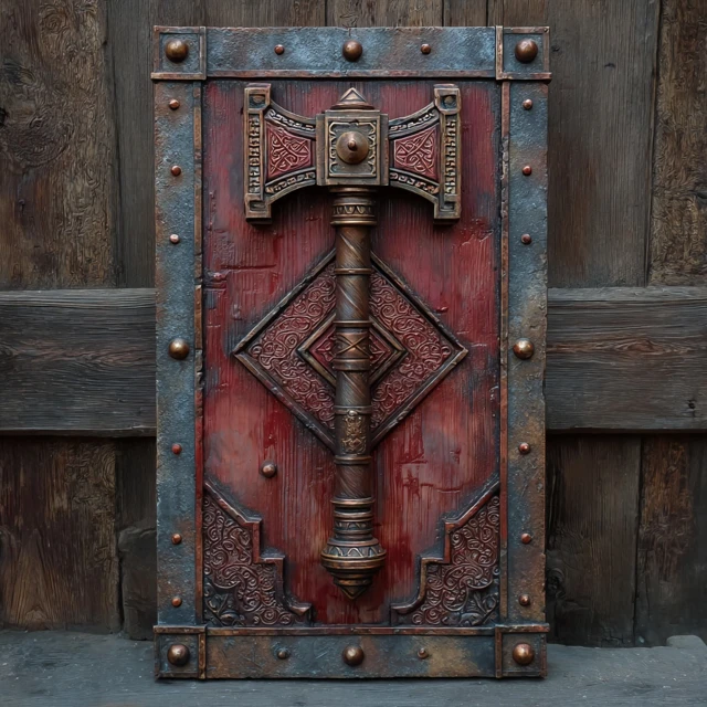 Warhammer Shield Dark Red and Brown Photorealistic