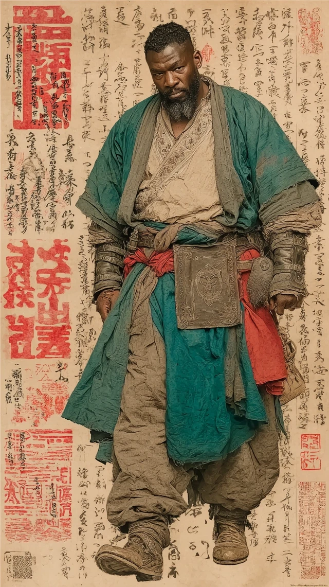 Biblical Black Man Japanese Woodblock Print