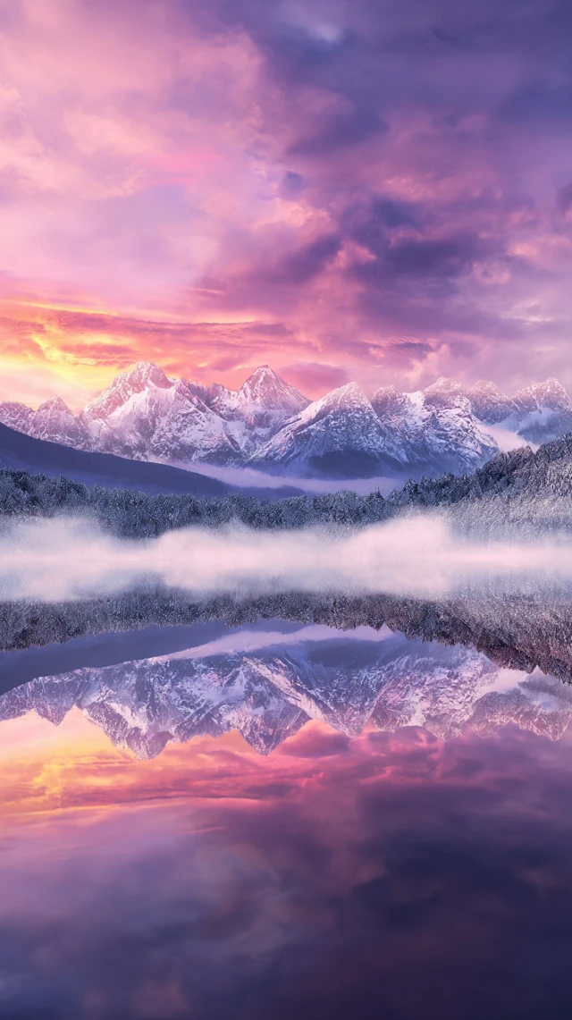 Sunrise Mountain Lake Reflection Scenery