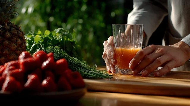 Fruit Smoothie Recipe in a Sunlit Kitchen