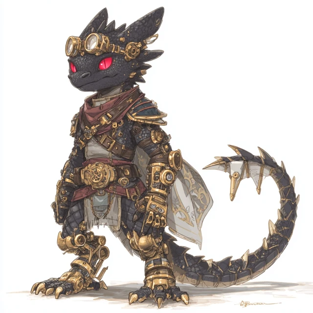 Steampunk Kobold with Mechanical Leg Fantasy Art