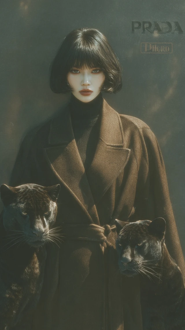 Prada Fashion Shoot Woman with Panthers Luxury Aesthetic