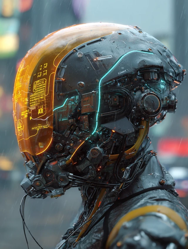 Cyberpunk AR Helmet Intricate Biomechanical Design