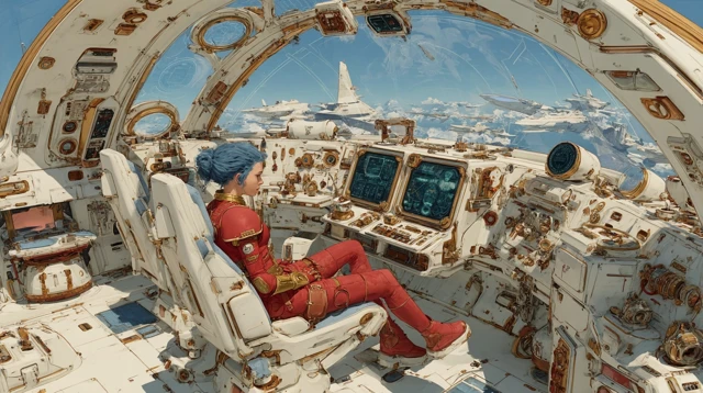 Luxury Spaceship Command Center Digital Painting