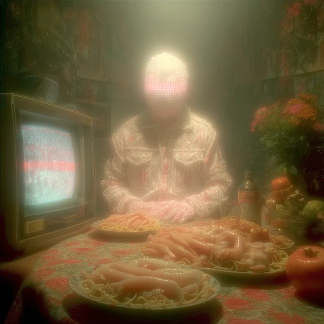 VHS Footage Pasta Man Lampreys Surreal Dinner