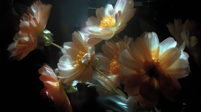 Dreamy Cempasuchil Flowers Black Background Art