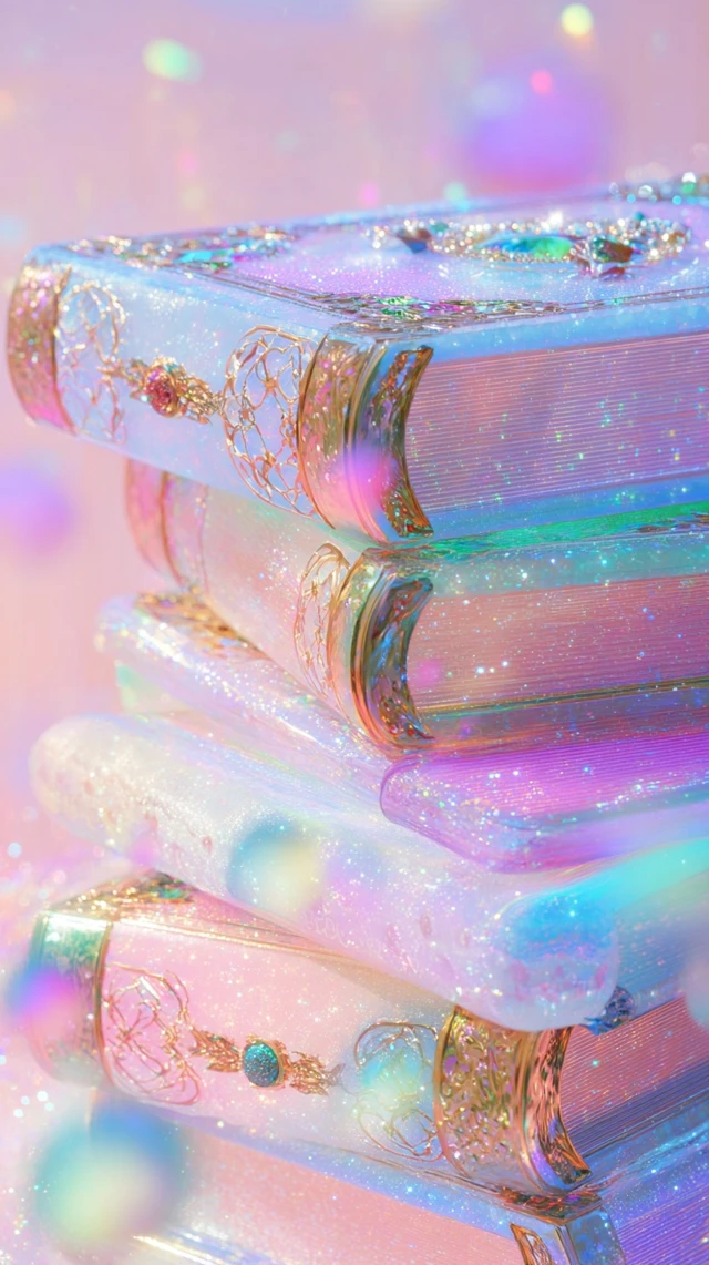 Glittery Aurora Books Elegant Surreal Art