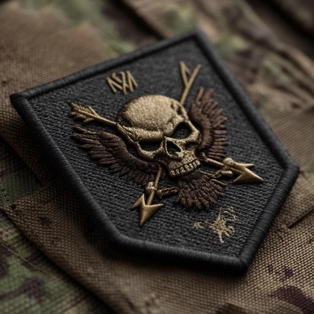 Military Patch Design: Skull, Eagle Talons, Lightning
