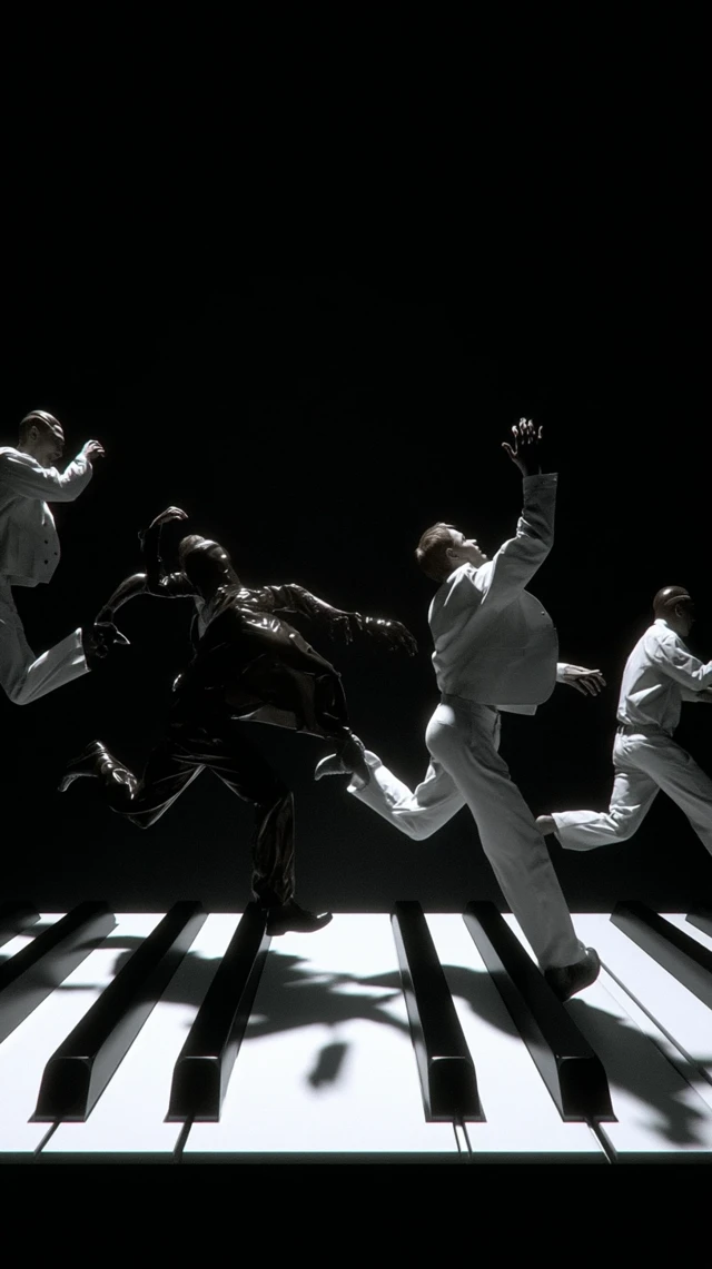 Airpods Ad Dynamic Piano Keys Jumping People