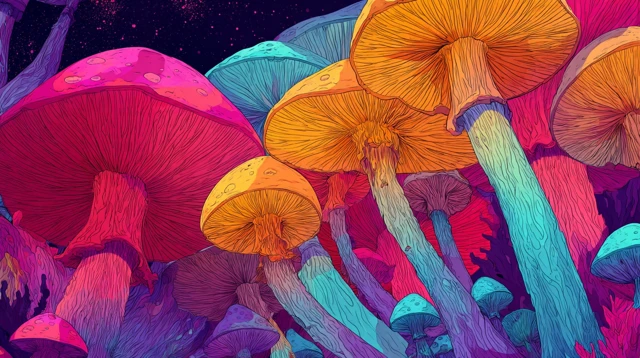Psychedelic Mushroom Illustration Dreamy Future Art