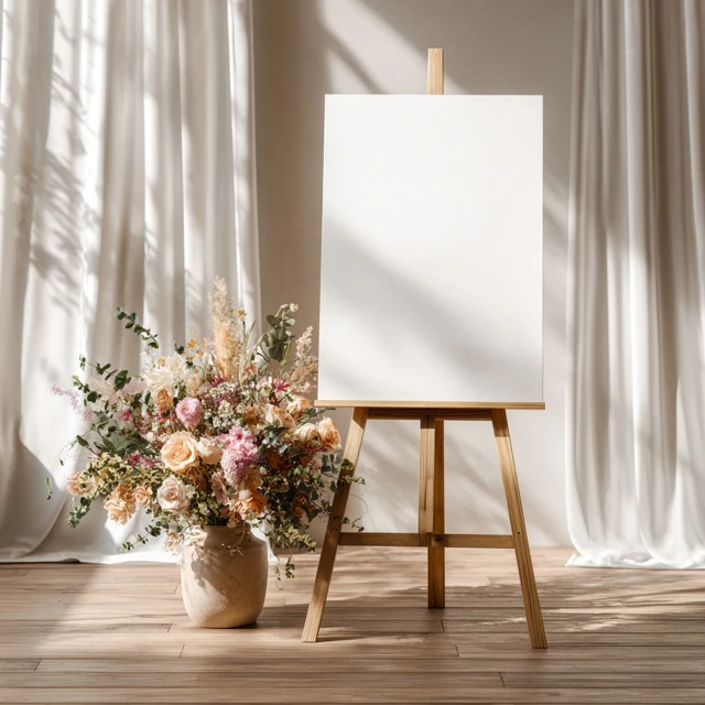 Wedding Welcome Sign Mockup with Floral Arrangement