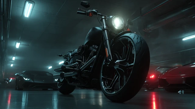 Harley Davidson in Underground Garage