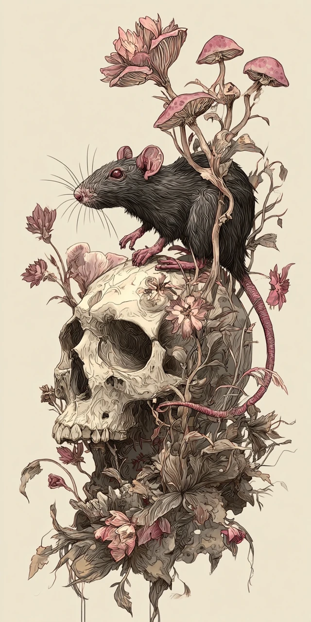 Gnarly Rat Skull Illustration