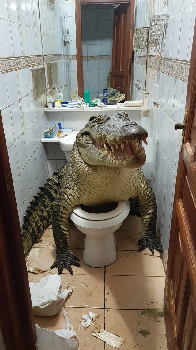 Crocodile in the Bathroom A Real Life Unexpected Visitor