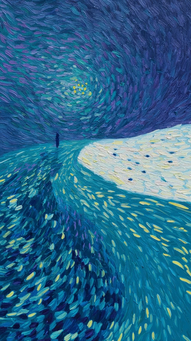 Starry Night Beach Oil Painting