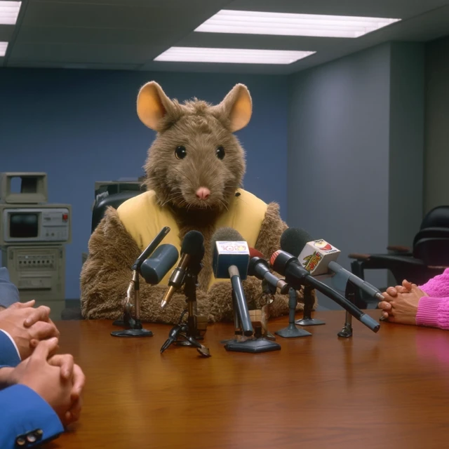 Rat in Corporate Meeting Surreal Press Conference
