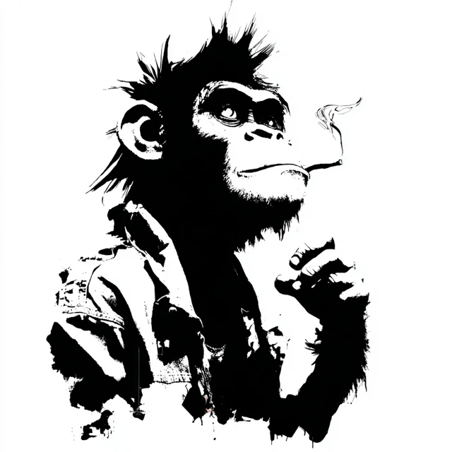 Gorillaz Style Monkey Stencil Art