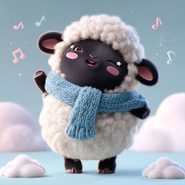 Cute Baby Sheep Mascot 3D Cartoon Illustration