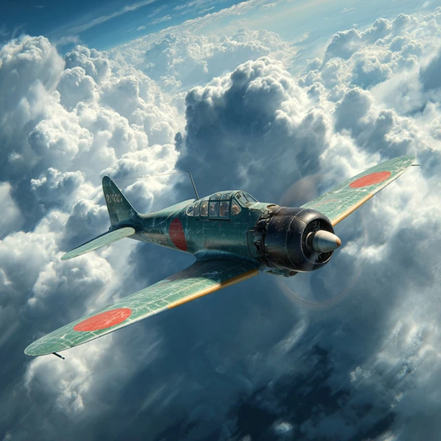 Zero Fighter Kamikaze Aircraft in the Sky