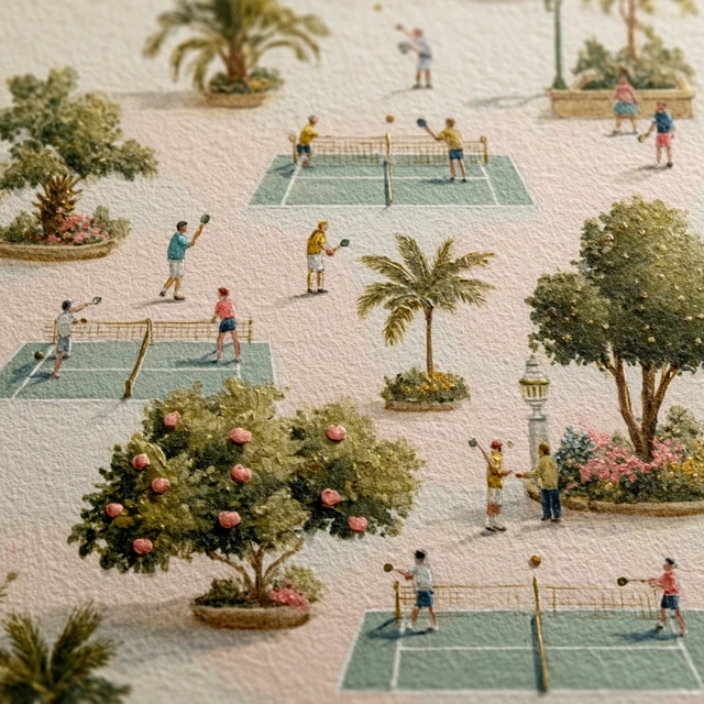 Vintage Pickleball Wallpaper Soft Pink and Green
