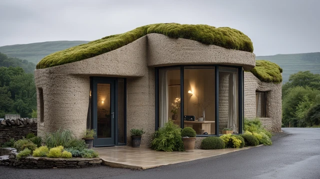 Eco Friendly Spiral House with Moss Covered Roof