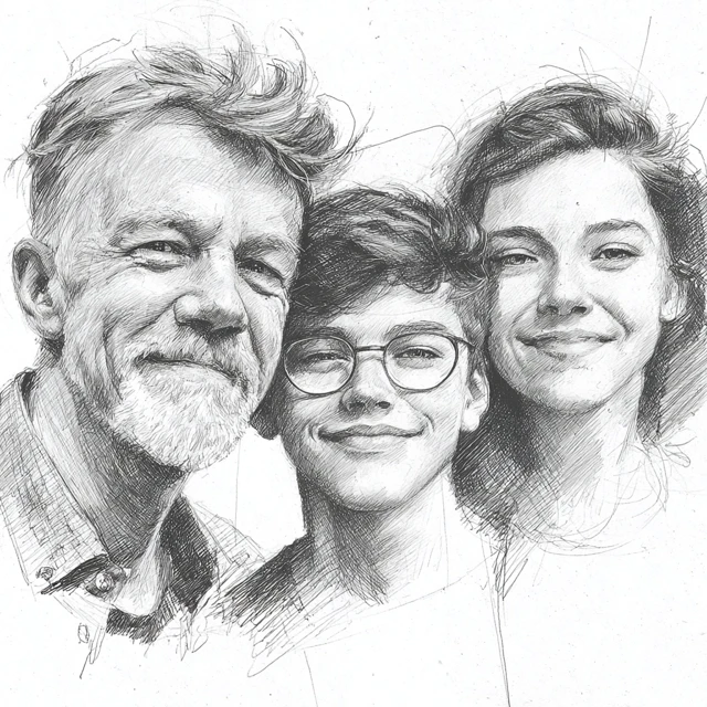 Family Portrait Pencil Drawing