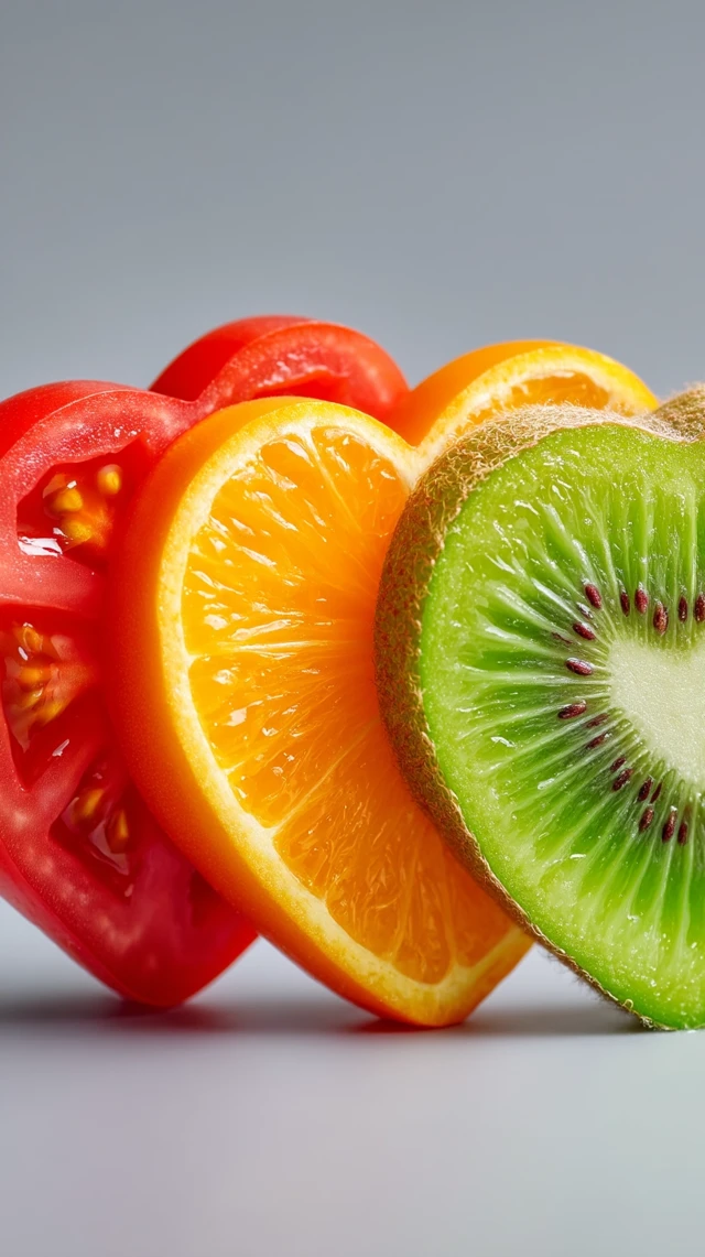 Fruit Hearts Tomato Orange Kiwi Photography