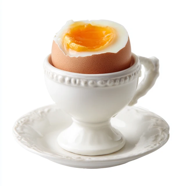 Boiled Egg in White Cup Breakfast Food Stock Photo