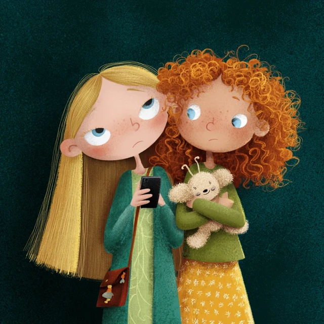 Childrens Book Cover Two Girls Illustration