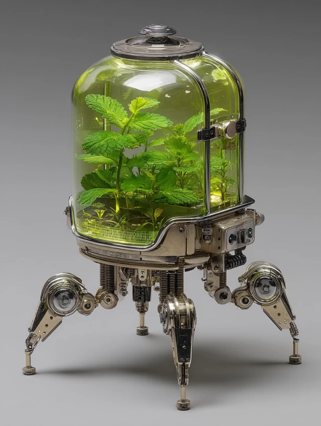 Futuristic Robotic Botanical Device - Hyperrealistic Design