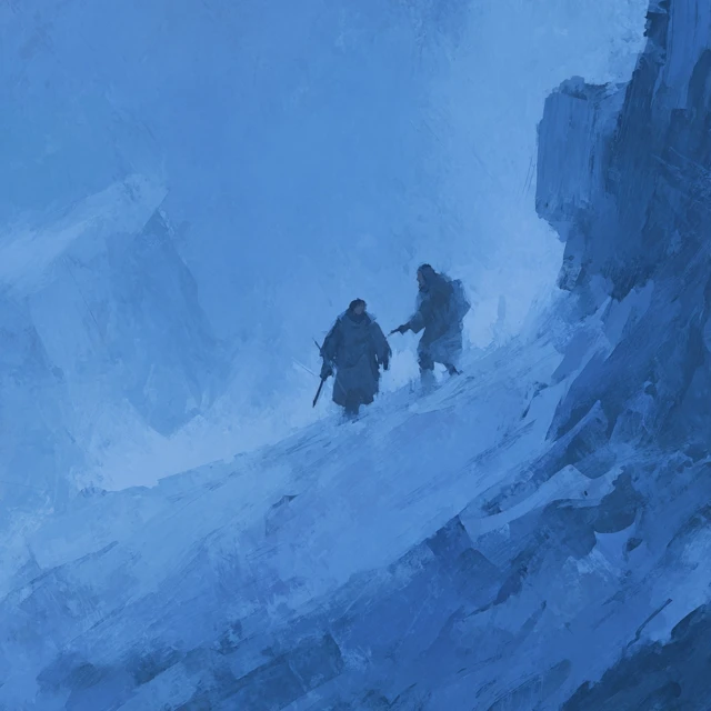 Frozen Men on a Glacier 19th Century Frostpunk Art