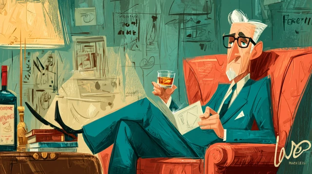 Businessman Relaxing in Bar with Whiskey Jazz