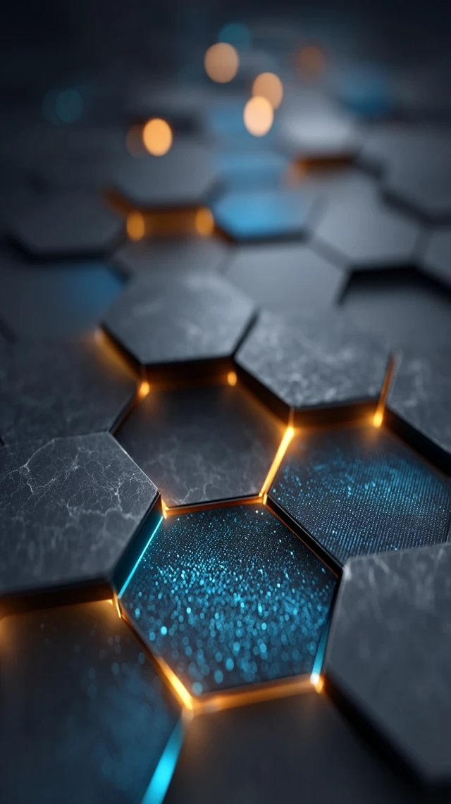 Hexagonal Armor Texture with Blue Energy Glow