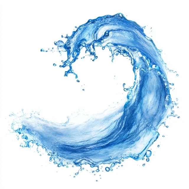 Blue Water Splash Wave Isolated on White Background
