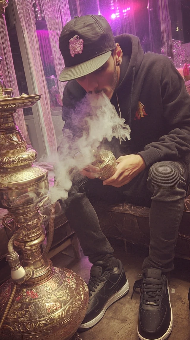 Hookah Master in Upscale Lounge Photorealistic Portrait