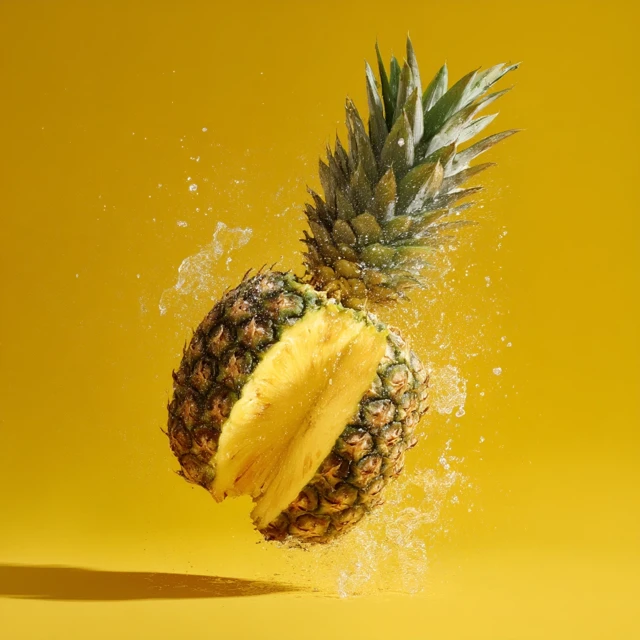 Falling Pineapple Split Diagonally Food Photography
