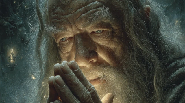 Gandalf with Narya in an Ancient Forest Art